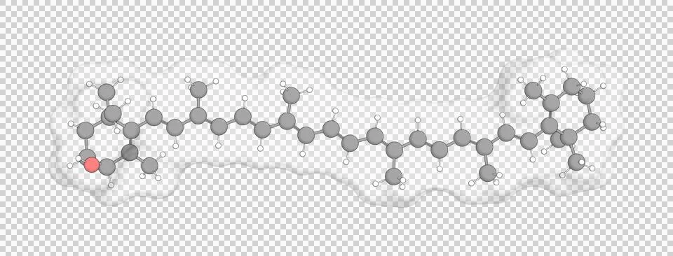 3D rendering of Beta-Cryptoxanthin over a transparent background. Stock Illustration