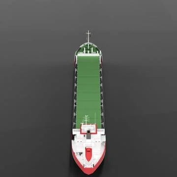A 3d rendering of a big boat on a gray surface Illustrazione stock