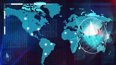 3d rendering. Big Compass on the Earth Map and Major Cities Marked on it. Stock Illustration