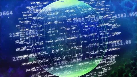 3d rendering of big data concept. Abstract sphere from digital numbers. Illustrazione stock