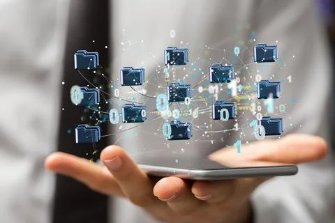 3D rendering of a big digital data cloud Stock Photos