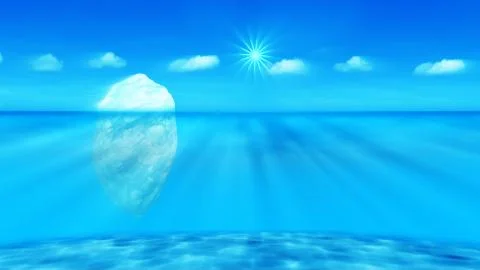 3d rendering of big ice stone on the sea Stock Photos