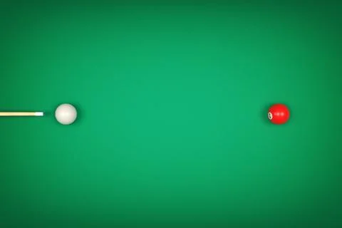3d rendering of a billiard cue stick pointing to a white ball ready to hit a red イラスト素材