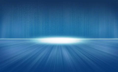 3d rendering of a binary code flying on a blue background Stock Illustration