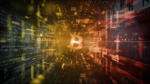 3D rendering bitcoin cryptocurrency coin on colorful background, cryptocurren Stock Illustration