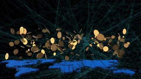 The 3d rendering of Bitcoin word for computer screen Stock-Illustration