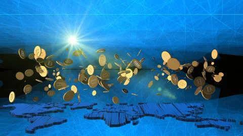 The 3d rendering of Bitcoin word for computer screen Stock-Illustration