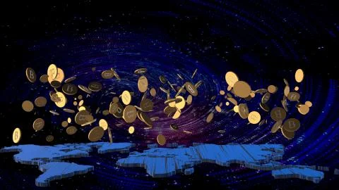 The 3d rendering of Bitcoin word for computer screen Stock-Illustration