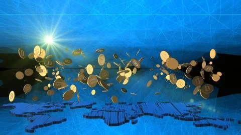 The 3d rendering of Bitcoin word for computer screen Stock-Illustration