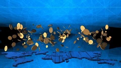 The 3d rendering of Bitcoin word for computer screen Stock-Illustration