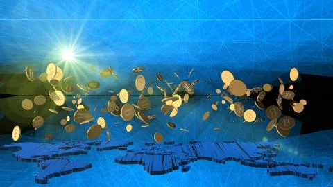 The 3d rendering of Bitcoin word for computer screen Stock-Illustration