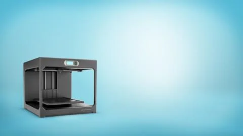 3d rendering of a black 3d-printer with a small screen and an empty printing bed イラスト素材