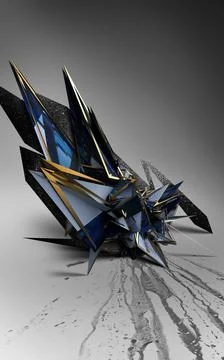 A 3D rendering of a black and blue venom forming as a scorpion on a grey back Stock Illustration