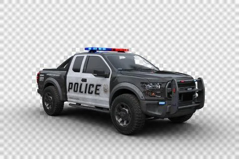 3D rendering of a black and white american police truck isolated on transpare Stock Illustration