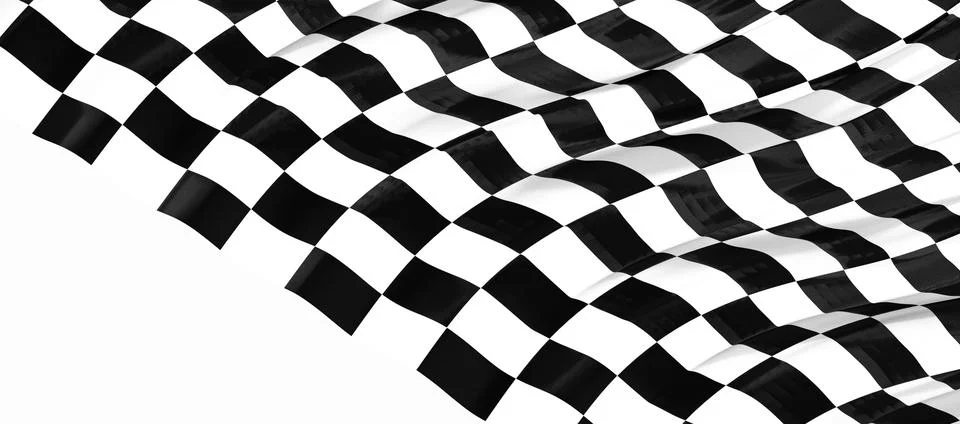 3d rendering of a black and white checkered flag isolated on white background Stock Illustration