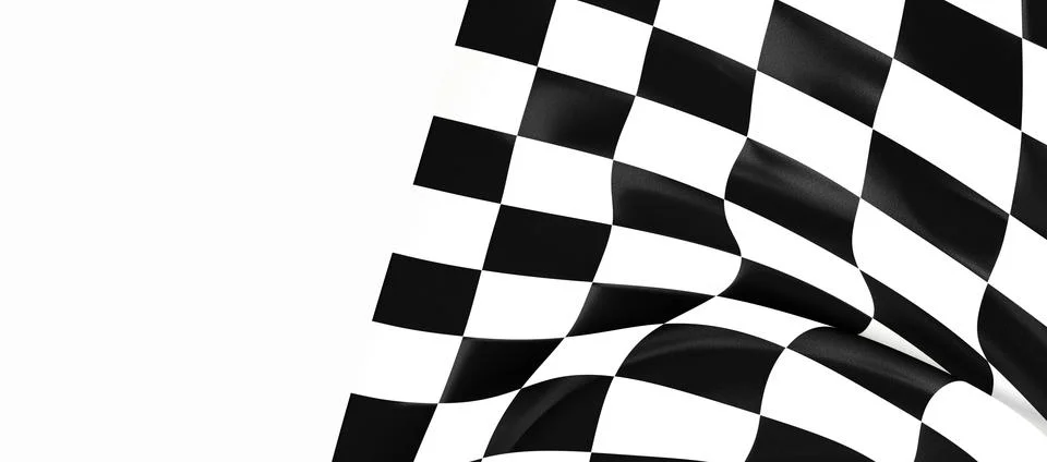 3d rendering of a black and white checkered flag isolated on white background Illustrazione stock