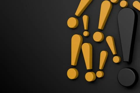 3d rendering of black and yellow exclamation mark icons Stock Illustration