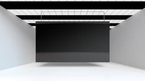 3d rendering of a black banner inside an interior exhibition Stock Illustration