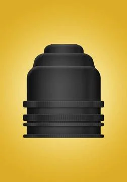 3D rendering black bulb socket isolated on brown background. fit for your ... Stock Photos