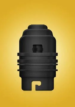3D rendering black bulb socket isolated on brown background. fit for your ... 写真素材