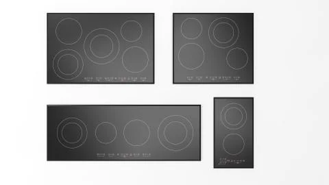 3d rendering of black ceramic induction cooking plates isolated in studio Stock Illustration