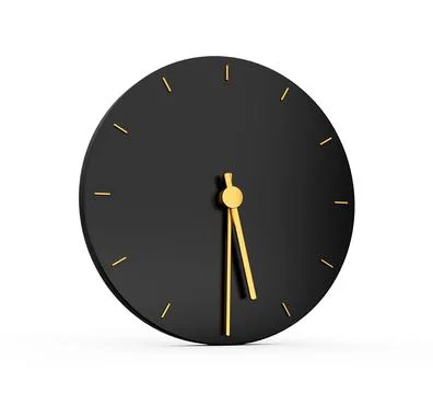 3d rendering black clock showing 17:30 o'clock time isolated on a white backgrou Stock Illustration