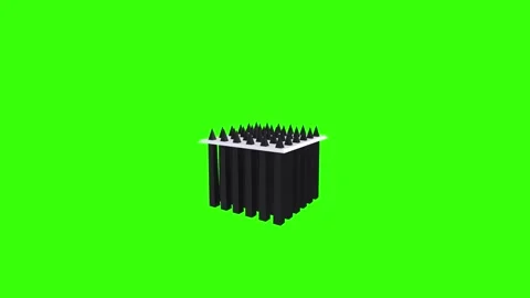 3D rendering of a black crayon box on a vibrant green backdrop Stock Footage 287986056