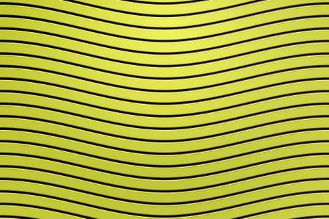 3d rendering, black curved line on yellow plastic wall surface, abstract back Stock Illustration