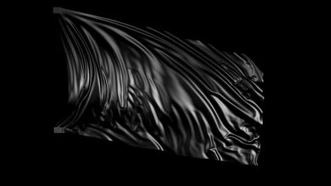3D rendering of black fabric. The fabric develops smoothly in the wind 库存照片
