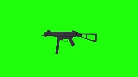 3D rendering of a black firearm with a green background Stock Footage 287012188