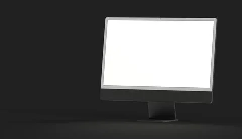 3D rendering of a black flat computer screen with a camera isolated on a black Stock Illustration