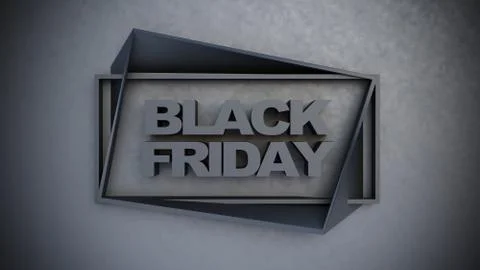 3D rendering. Black friday logo concept on grey background. Stock Illustration
