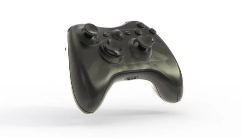 3d rendering of a black game controller isolated on white background. Stock Photos