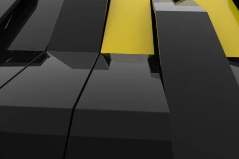 3D rendering of black gloss plastic waves with colored elements Stock Illustration