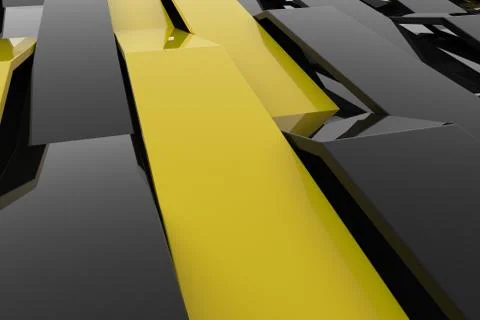 3D rendering of black gloss plastic waves with colored elements イラスト素材