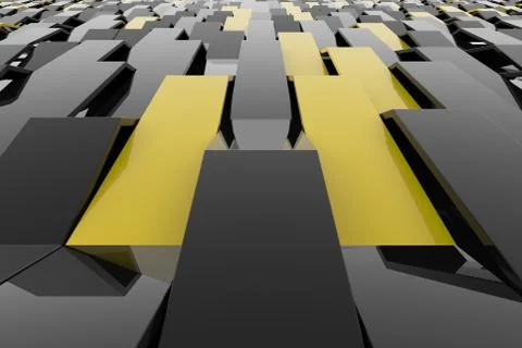 3D rendering of black gloss plastic waves with colored elements 스톡 일러스트