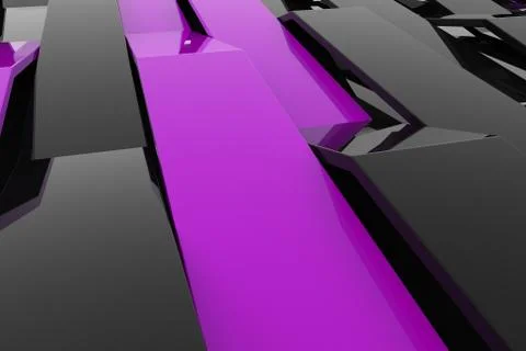 3D rendering of black gloss plastic waves with colored elements Stock Illustration