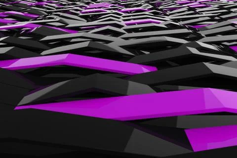 3D rendering of black gloss plastic waves with colored elements イラスト素材