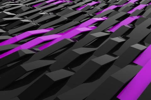 3D rendering of black gloss plastic waves with colored elements 스톡 일러스트
