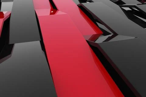 3D rendering of black gloss plastic waves with colored elements Stock Illustration