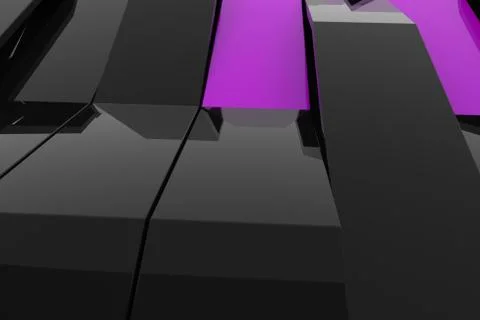 3D rendering of black gloss plastic waves with colored elements イラスト素材