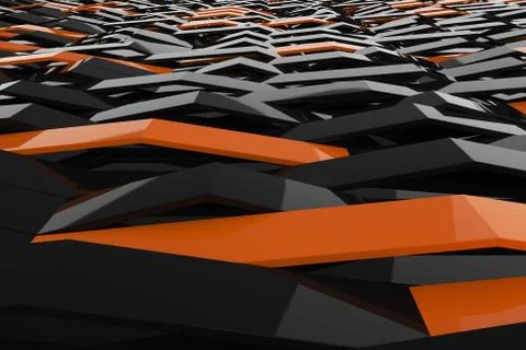 3D rendering of black gloss plastic waves with colored elements Stock Illustration