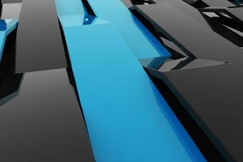 3D rendering of black gloss plastic waves with colored elements イラスト素材