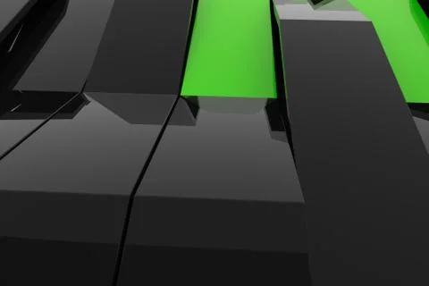 3D rendering of black gloss plastic waves with colored elements イラスト素材