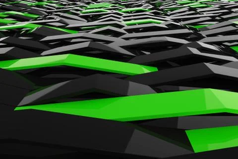 3D rendering of black gloss plastic waves with colored elements Illustrazione stock