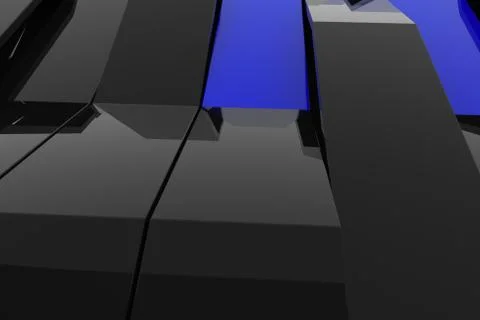 3D rendering of black gloss plastic waves with colored elements イラスト素材