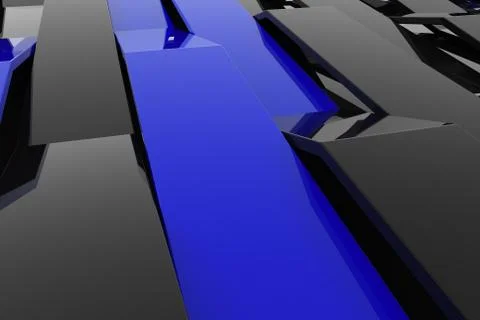 3D rendering of black gloss plastic waves with colored elements Illustrazione stock