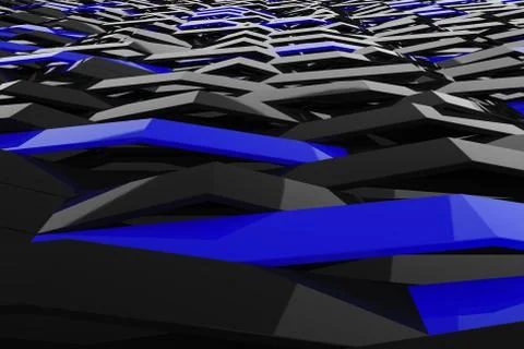 3D rendering of black gloss plastic waves with colored elements Stock Illustration