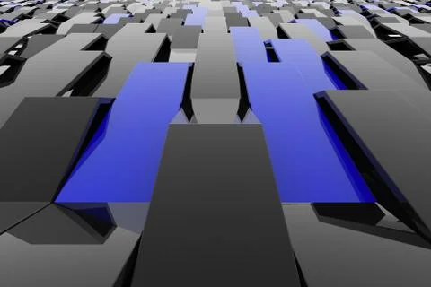 3D rendering of black gloss plastic waves with colored elements イラスト素材