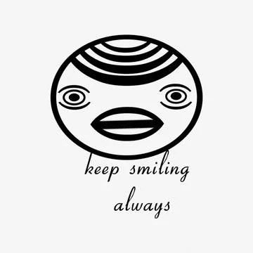3D Rendering black keep smiling always text with icon isolated on white bac.. Stock-Illustration